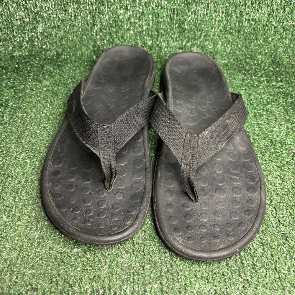 Vionic Wave Orthotic Arch Support Beach Flip Flop Sandal Black Mens Size 11.5